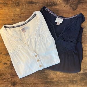 Knox Rose White and Navy Blouse Duo